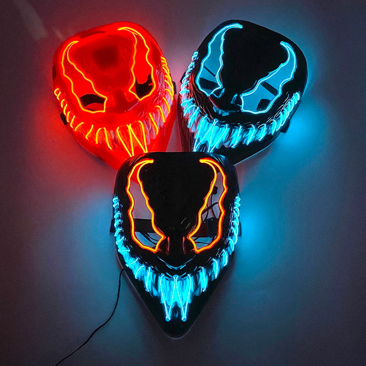 New Arrival Halloween Mask Horror Venom  LED Luminous Mask Cosplay Costume Makeup Prom Party