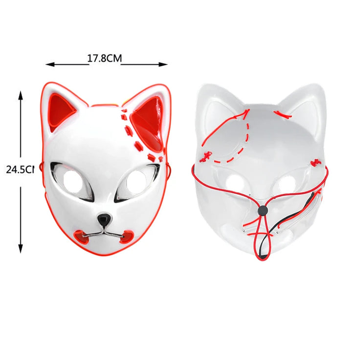 Halloween Cat Face Mask for Women Halloween Glow LED Masks Anime Cosplay Masks Halloween Christmas Party Lighting Cat Masks